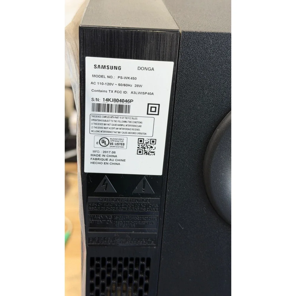 Samsung PS-WK450 Wireless Active Subwoofer Black Home Theater Bass Speaker